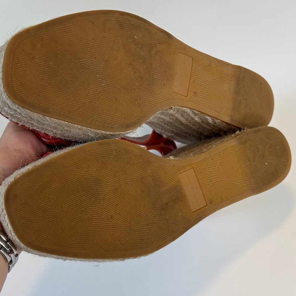 Veronica Beard‎ Size 39 (US 7.5-8) Rust Suede Braided Espadrille Wedge Sandals - Picture 7 of 9